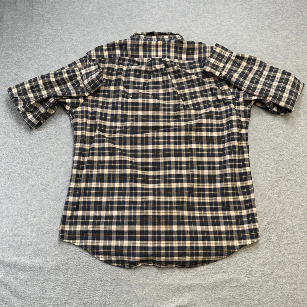 Polo‎ Ralph Lauren Shirt Mens Large Blue Cream Tartan Plaid Oxford Button Down